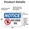 Signmission No Used Oil, 24 in W x Rectangle, Vinyl Decal OS-2PACK-NS-D-1824-L-16217 - alternate 6